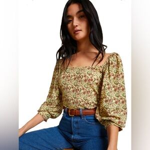 NATION LTD dallyce romance tee in vintage fleur Medium yellow floral cottagecore